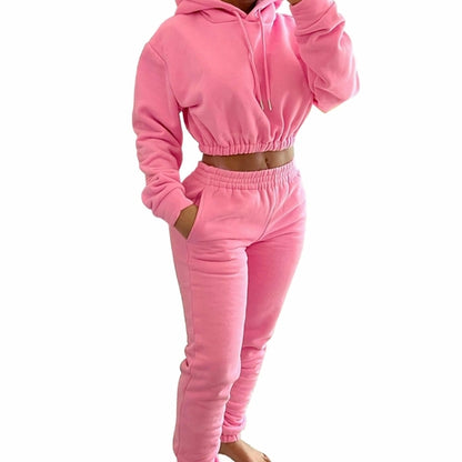 Women's Plush Casual Suit Hoodie+Jogging Pant