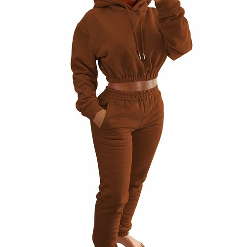 Women's Plush Casual Suit Hoodie+Jogging Pant