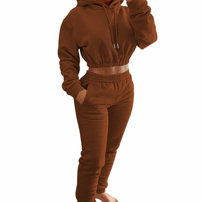 Women's Plush Casual Suit Hoodie+Jogging Pant