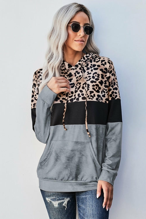 Gray Leopard Lightweight Hoodie