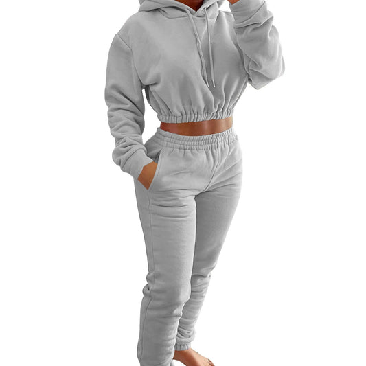 Women's Plush Casual Suit Hoodie+Jogging Pant