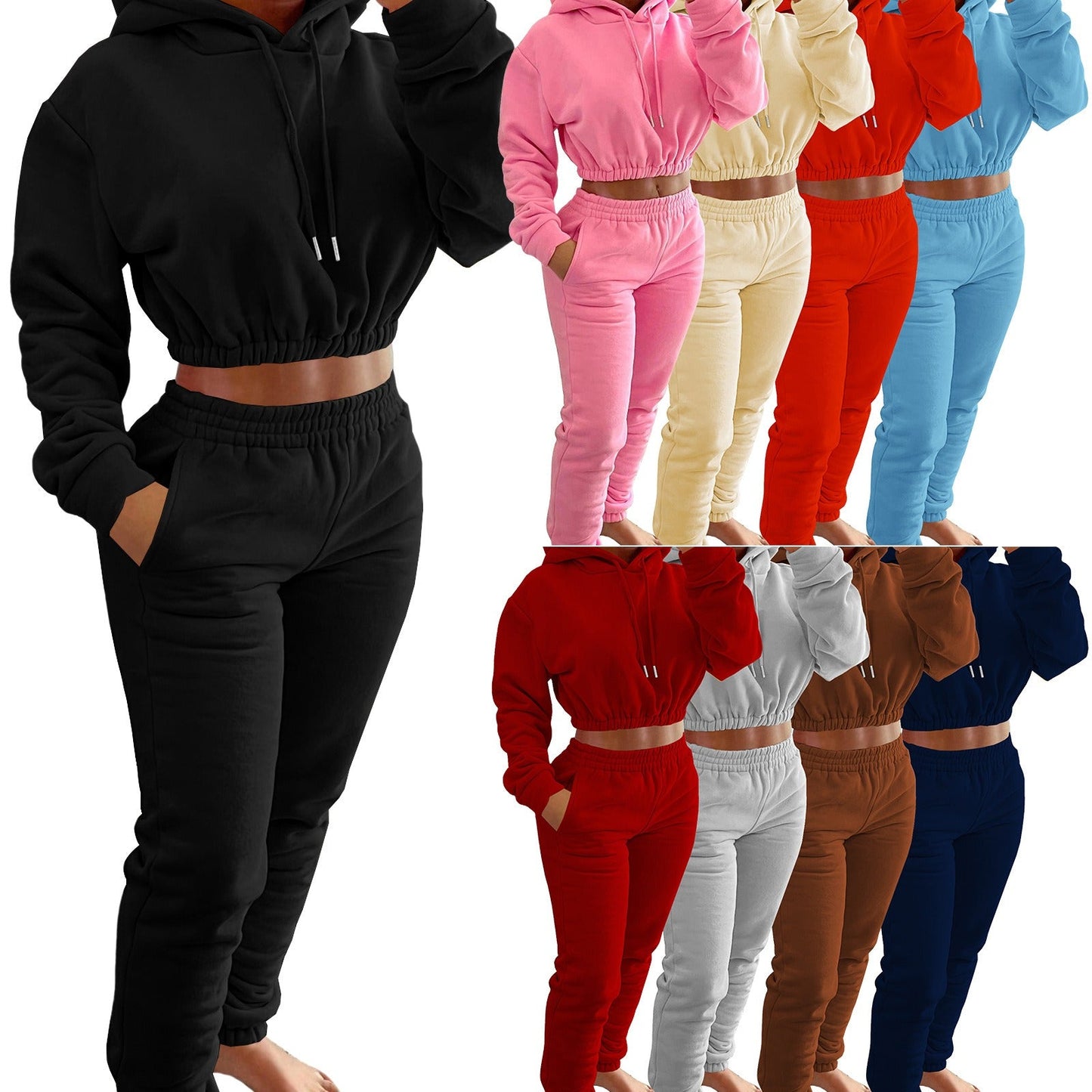Women's Plush Casual Suit Hoodie+Jogging Pant