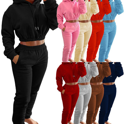 Women's Plush Casual Suit Hoodie+Jogging Pant