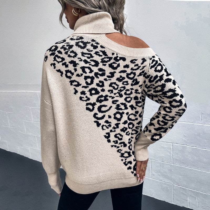 Leopard Off Shoulder Sweater