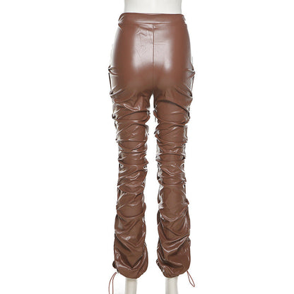 High Waist Street Style Leather Pants