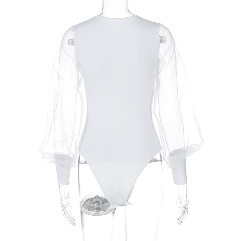 Mesh Sleeve Women Bodysuit
