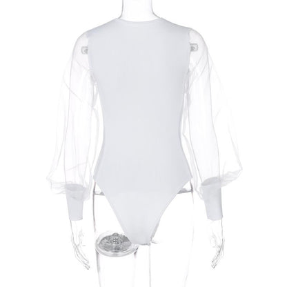 Mesh Sleeve Women Bodysuit