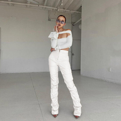 High Waist Street Style Leather Pants