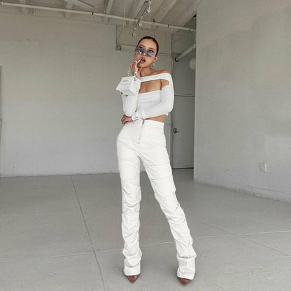 High Waist Street Style Leather Pants