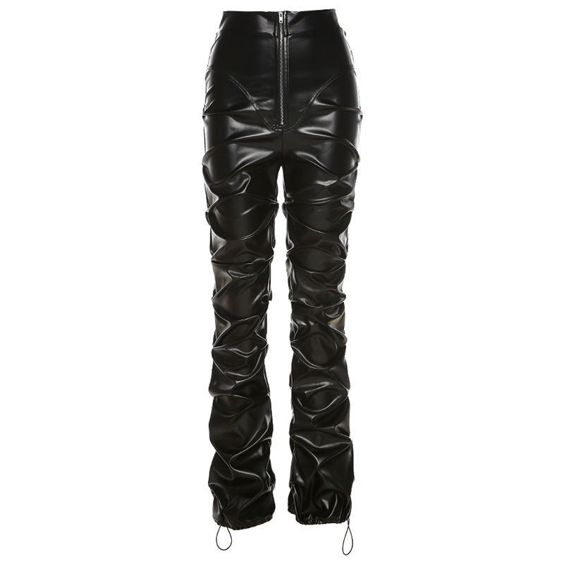 High Waist Street Style Leather Pants
