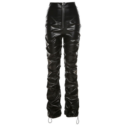 High Waist Street Style Leather Pants