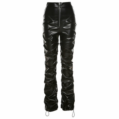 High Waist Street Style Leather Pants