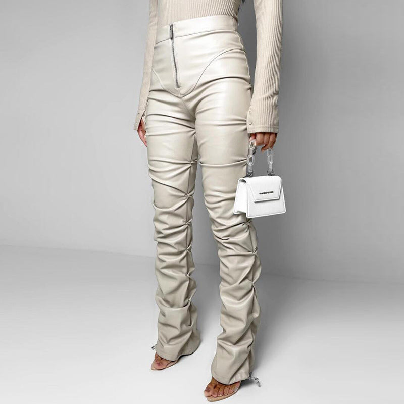 High Waist Street Style Leather Pants