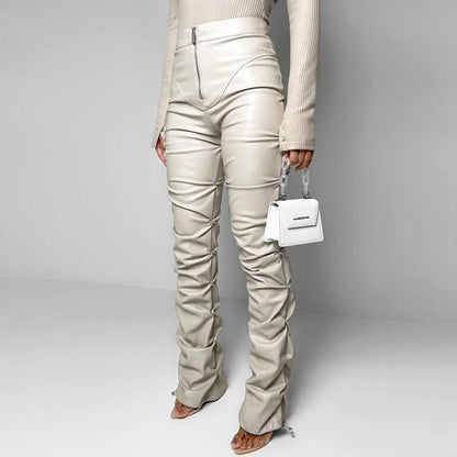 High Waist Street Style Leather Pants