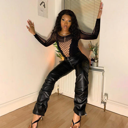 High Waist Street Style Leather Pants