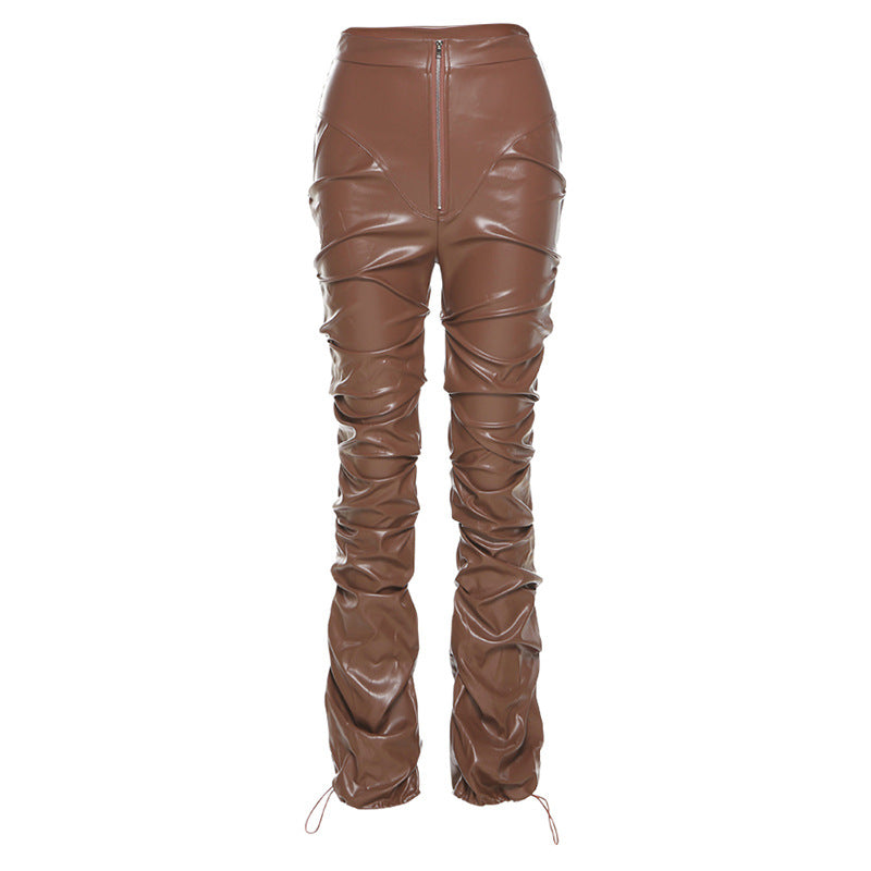 High Waist Street Style Leather Pants