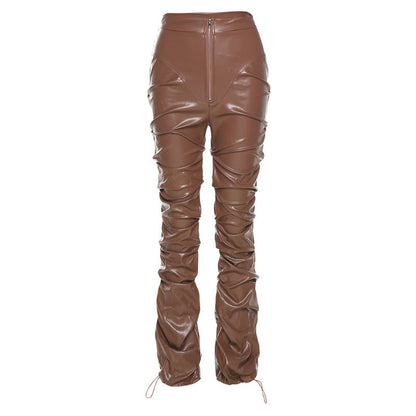 High Waist Street Style Leather Pants