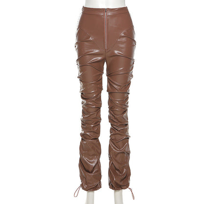 High Waist Street Style Leather Pants