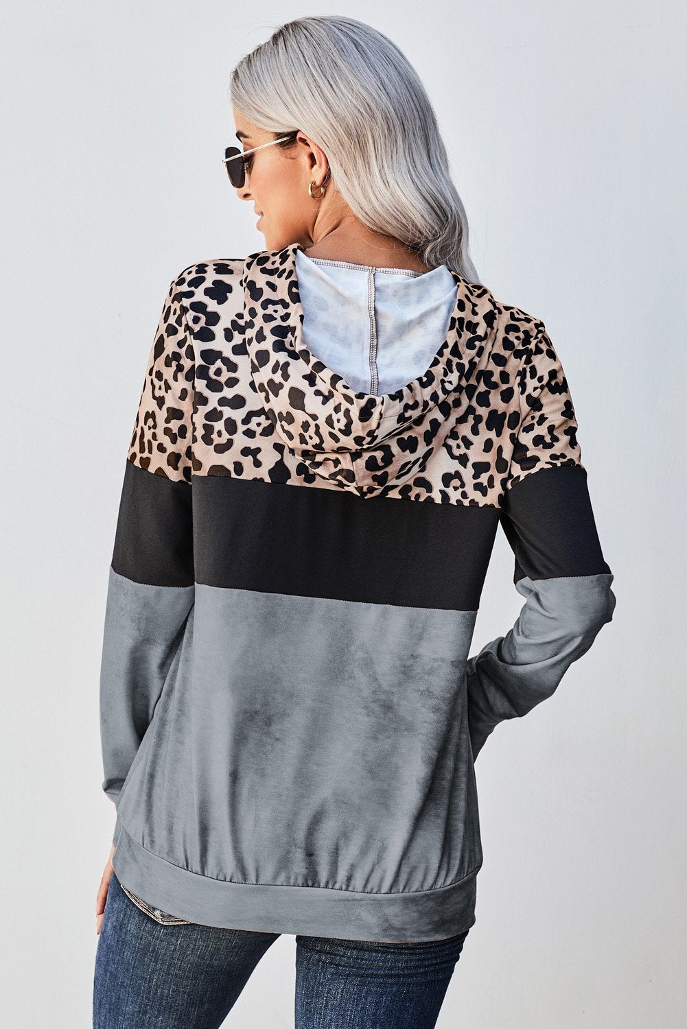 Gray Leopard Lightweight Hoodie